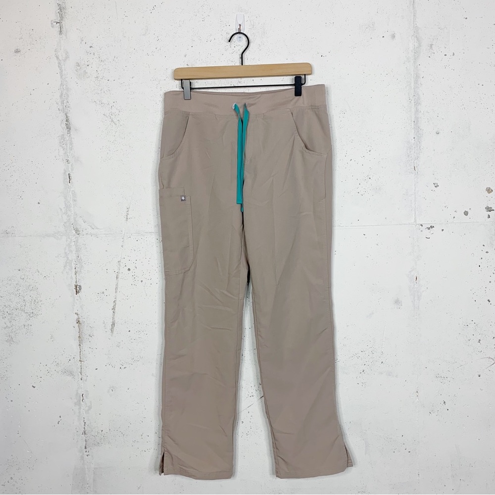Figs Cargo Scrub Pants Khaki Tan Teal Size Medium